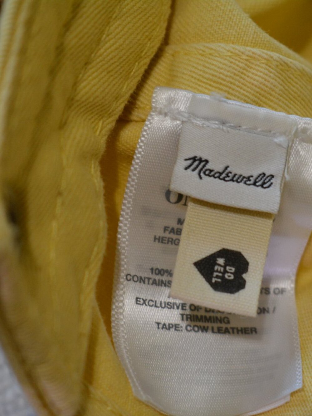 Madewell Yellow Cotton Baseball Hat – Adjustable Strap - Picture 5 of 8